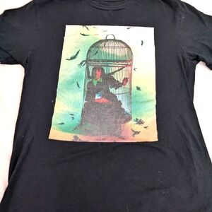 POPPY Loves You in the Birdcage Black Tee Size Medium